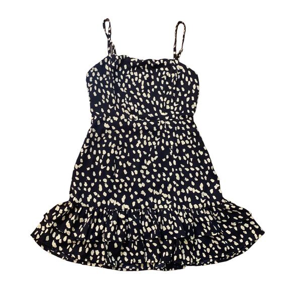 Polly navy blue & cream dotted mini dress size 2 - Picture 11 of 11